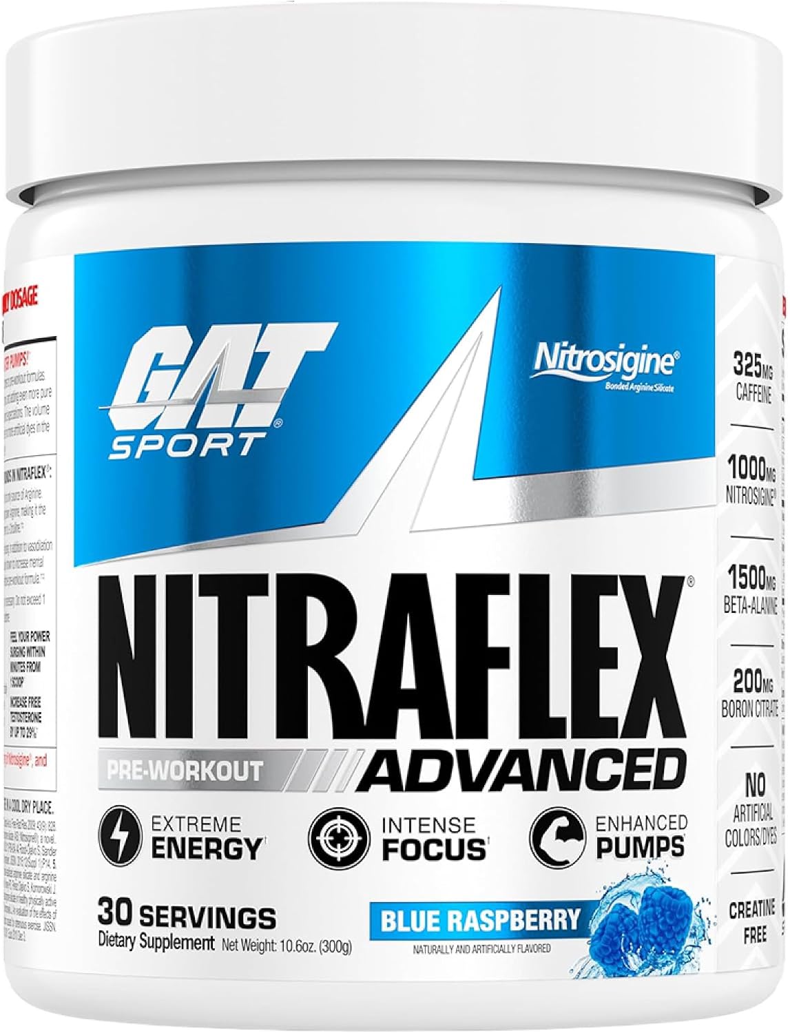 پودر مکمل قبل از تمرین گت اسپورت s, Nitraflex Blue Raspberry، طعم تمشک آبی، 30 وعده
