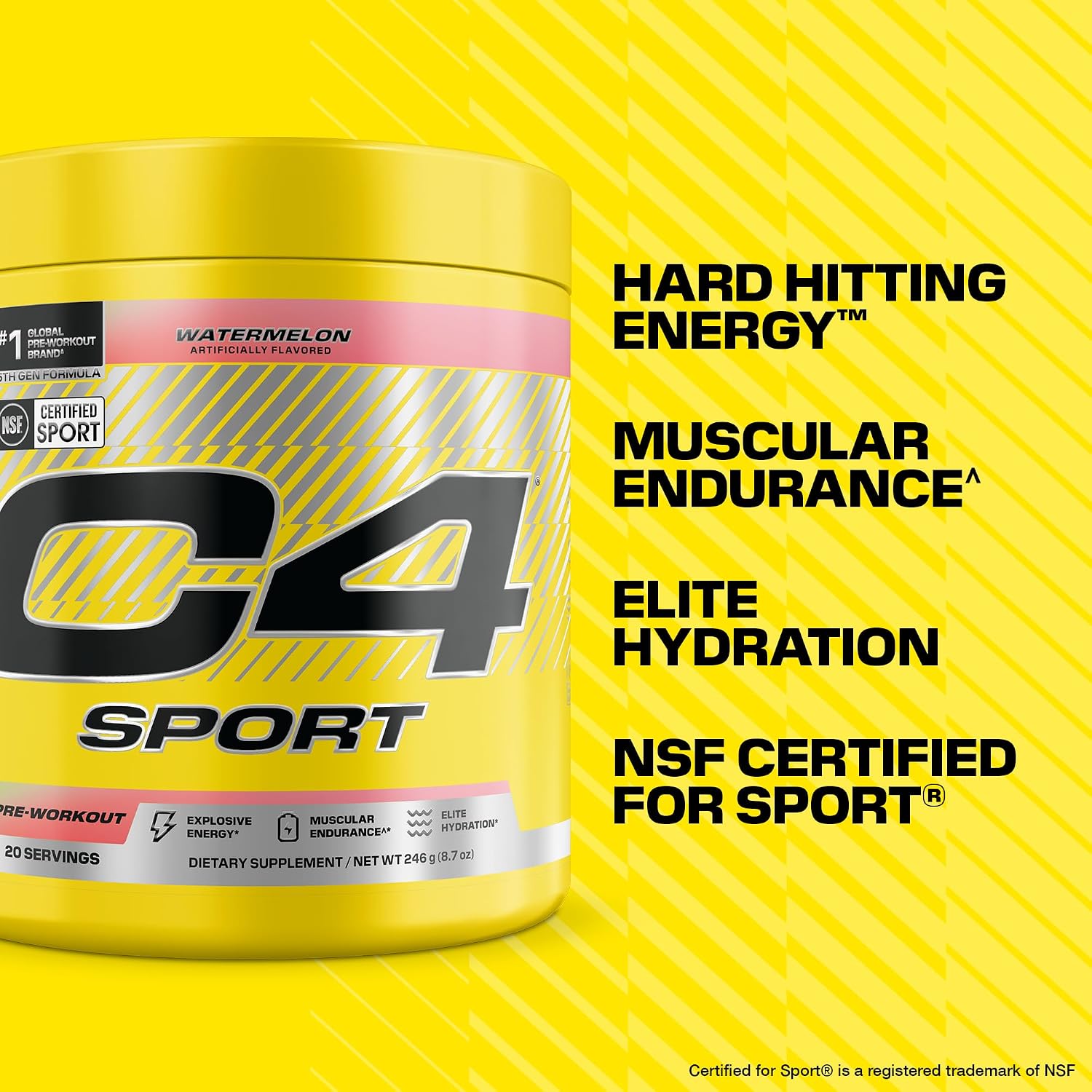 پودر مکمل قبل از تمرین C4 Cellucor C4 Sport، طعم هندوانه، 20 وعده