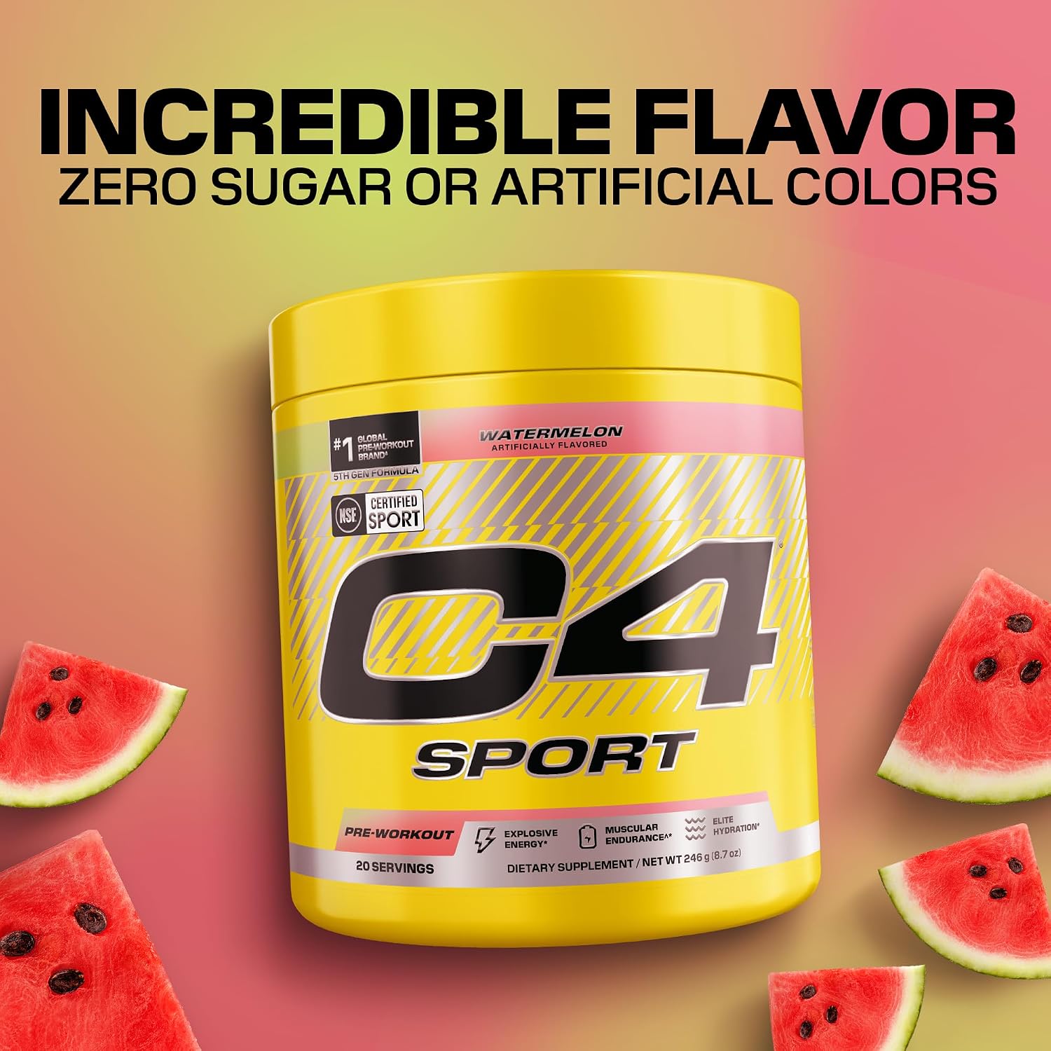 پودر مکمل قبل از تمرین C4 Cellucor C4 Sport، طعم هندوانه، 20 وعده