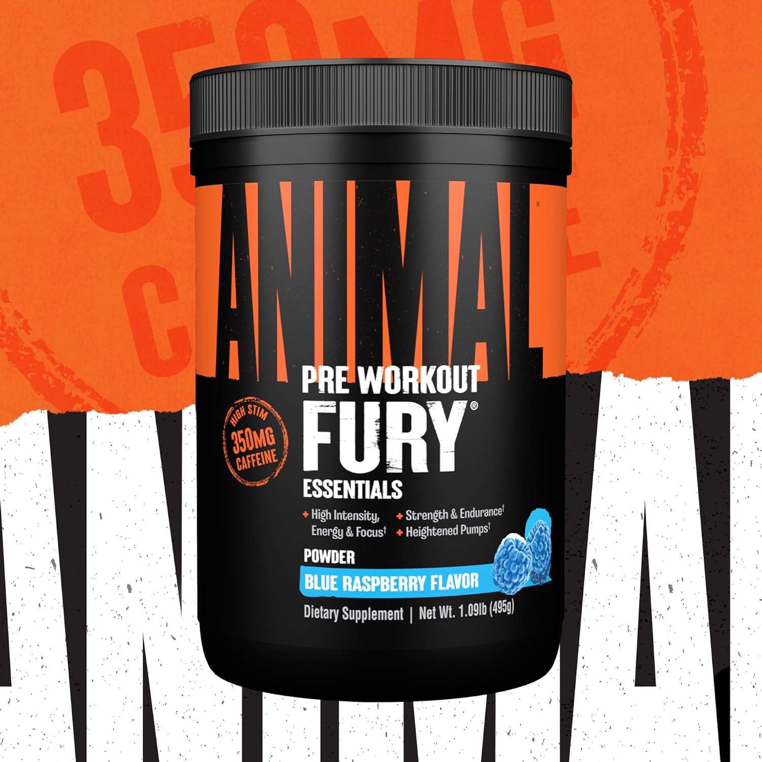 پودر مکمل قبل از تمرین انیمال Pre – Workout Fury Essentials Blue، طعم تمشک آبی، 498.95 گرم