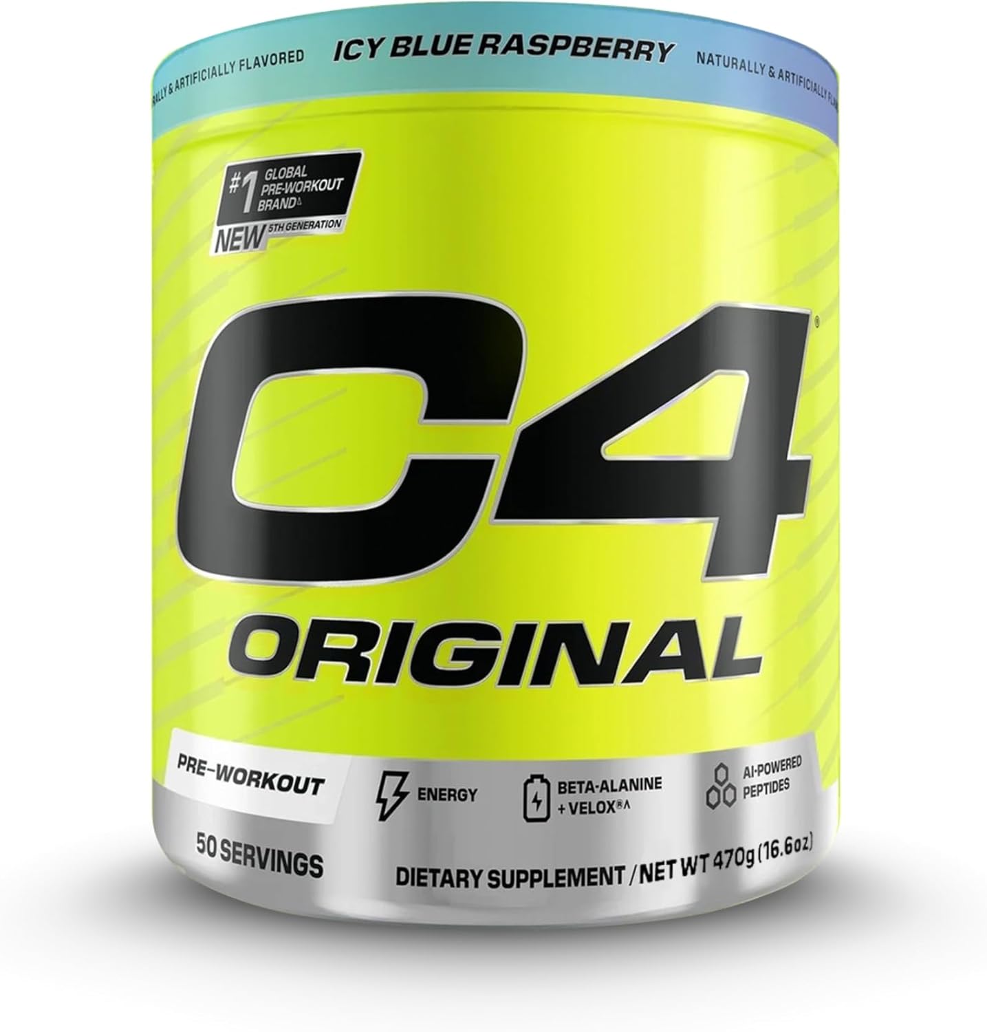 نوشیدنی انرژی‌زای ورزشی سلکور C4 اورجینال، طعم تمشک آبی یخی، 50 وعده