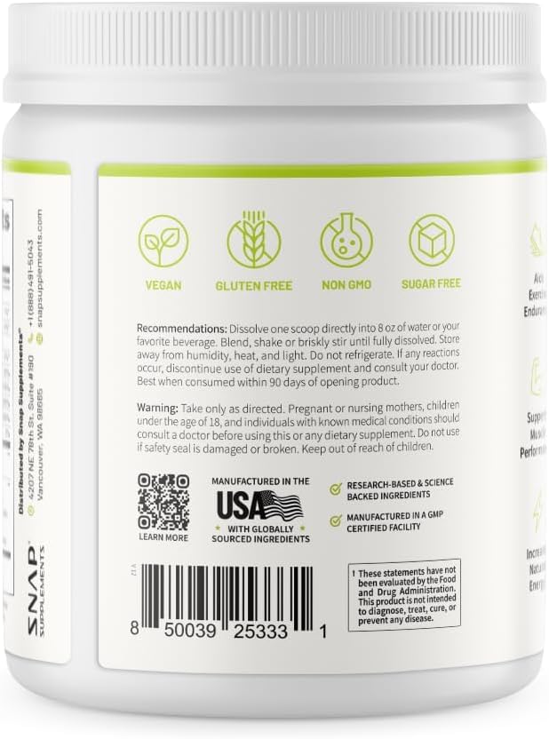 پودر مکمل قبل از تمرین اسنپ ساپلمنتس Organic نیتریک اکسید، 30 وعده