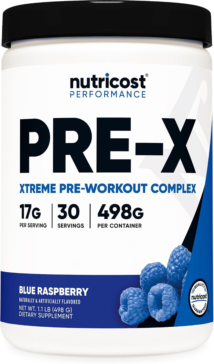 پودر مکمل قبل از تمرین نوتریکاست Pre – Workout کمپلکس Blue Raspberry (30، طعم تمشک آبی، 453.59 گرم