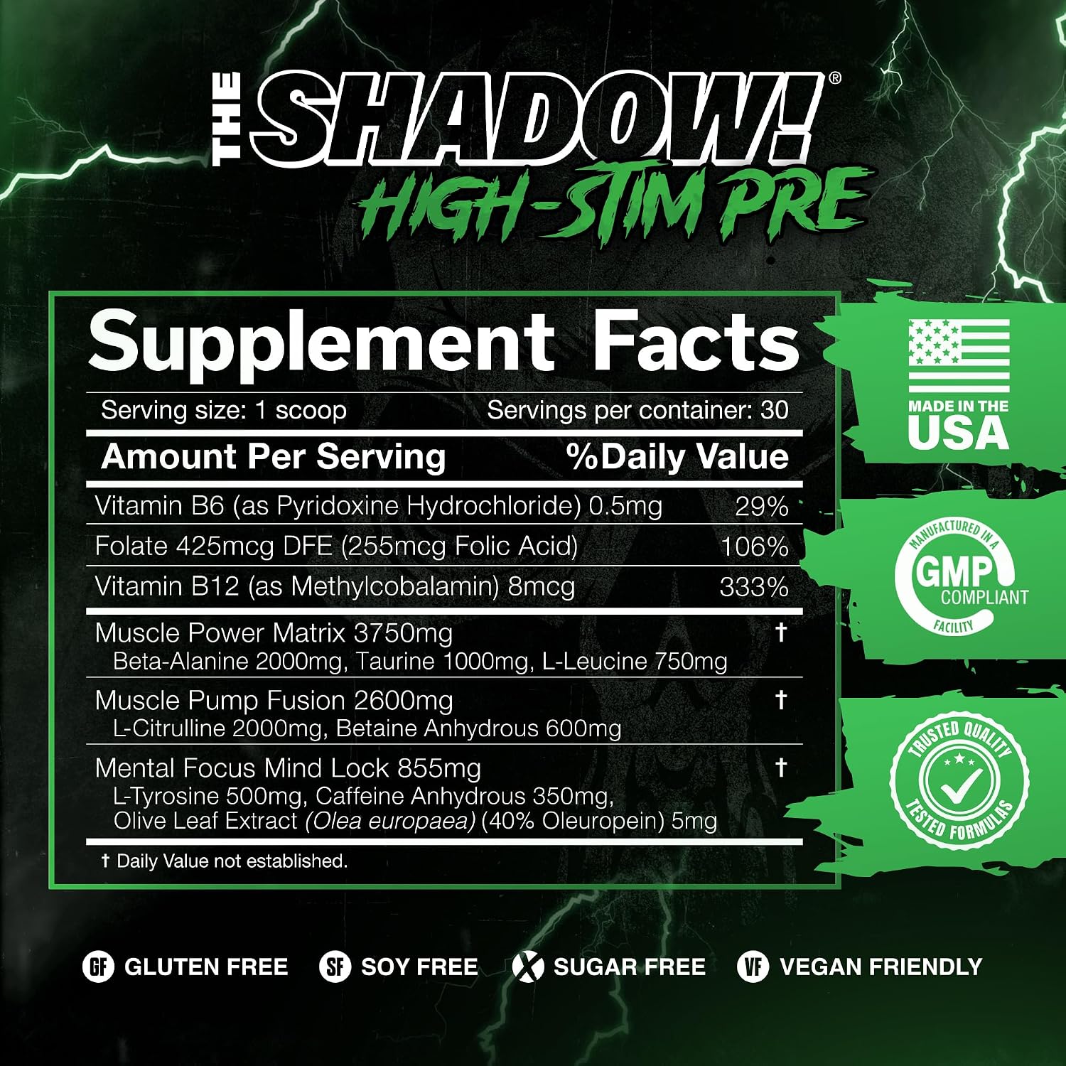 پودر مکمل قبل از تمرین جی‌ان‌ایکس اسپورتس The Shadow!®، طعم فروت پانچ، 267.62 گرم