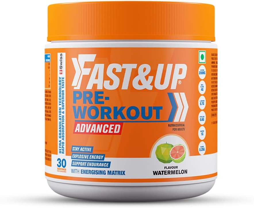 پودر مکمل قبل از تمرین فست‌اندآپ Pre – Workout For Men & Women، طعم هندوانه، 419.98 گرم