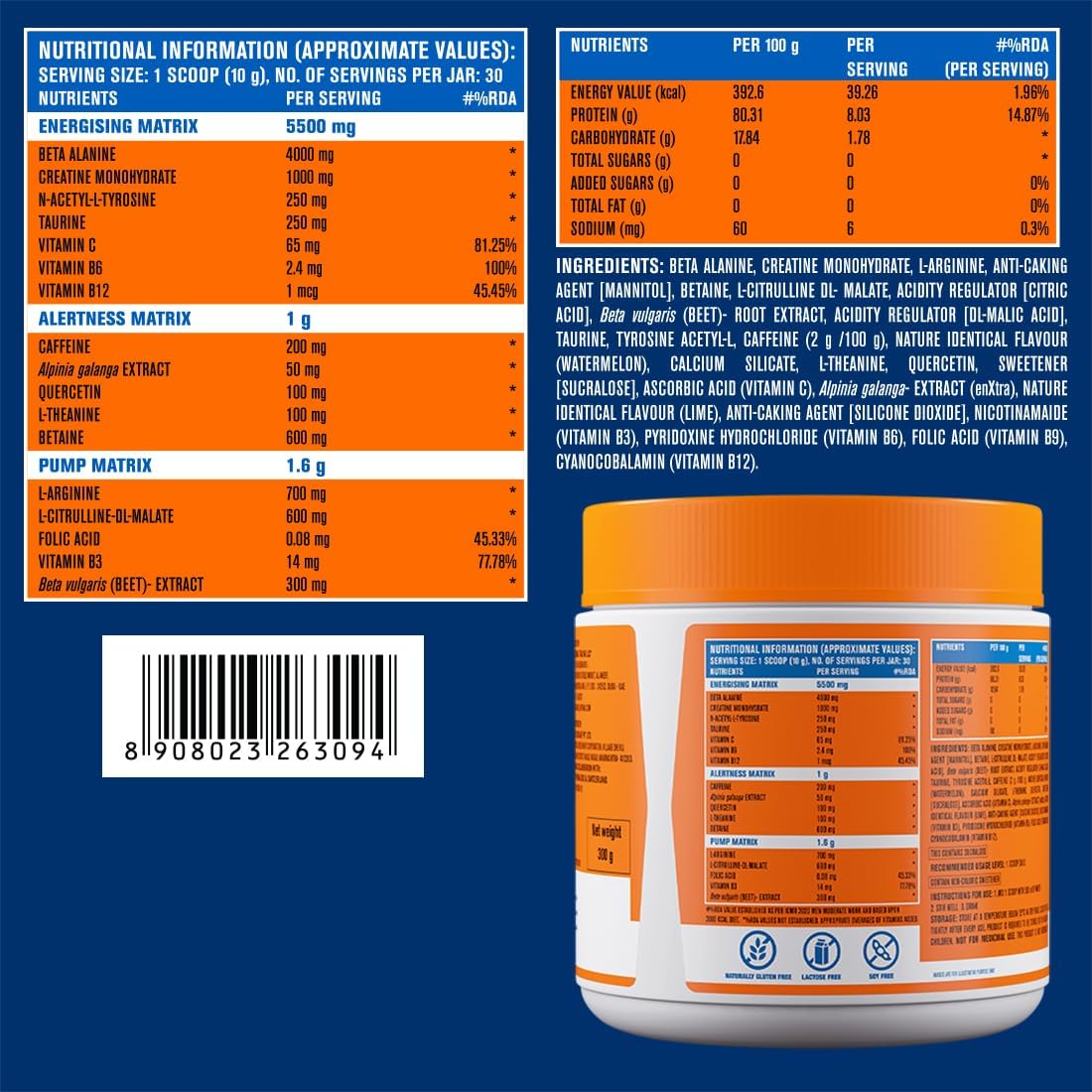 پودر مکمل قبل از تمرین فست‌اندآپ Pre – Workout For Men & Women، طعم هندوانه، 419.98 گرم