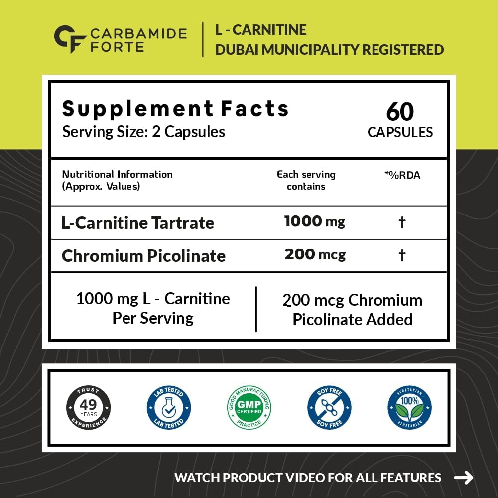 کپسول قبل از تمرین کاربامید فورت L – Carnitine 1000mg Capsules for Men، 180 گرم