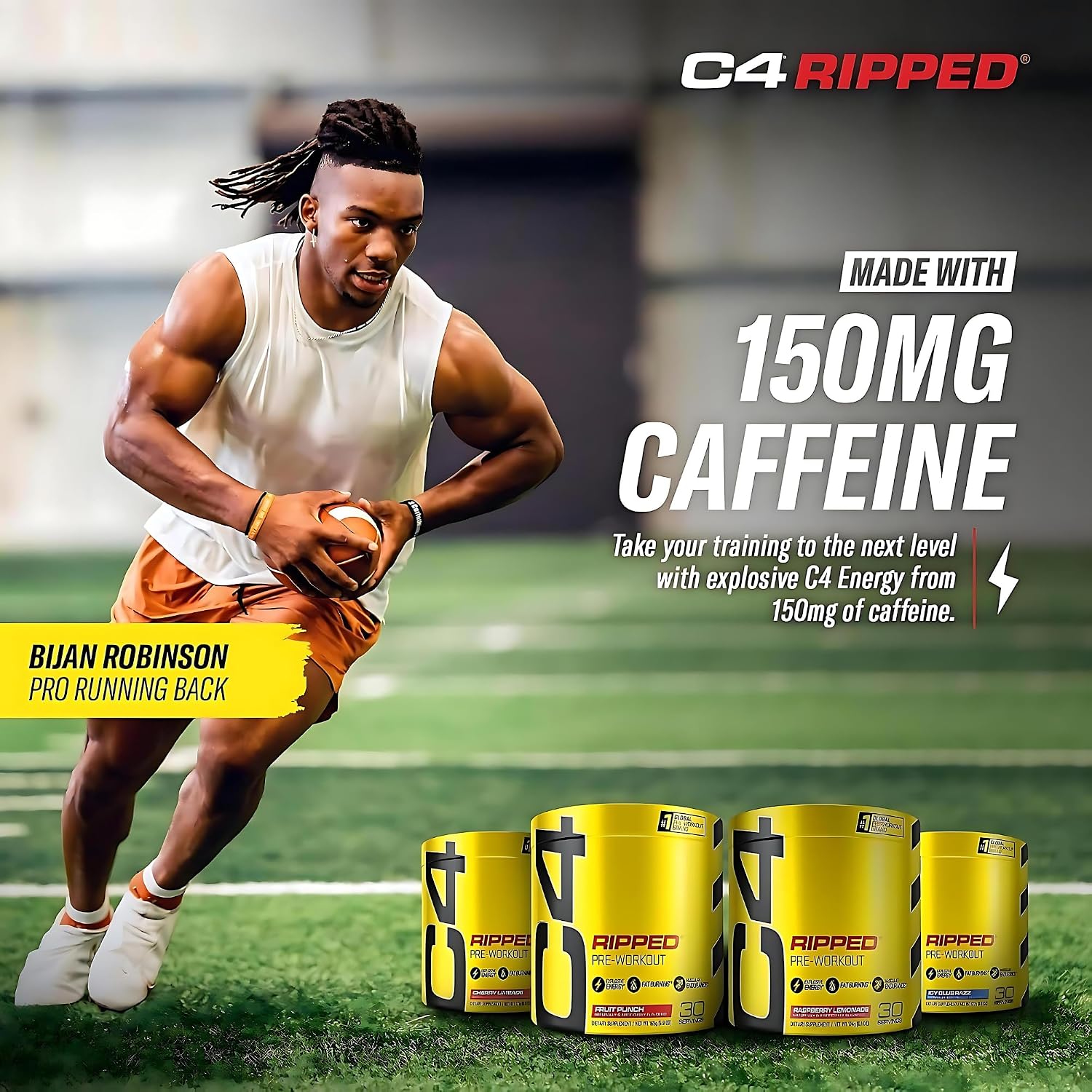 پودر مکمل قبل از تمرین سلکور C4 Ripped، طعم لیموناد تمشک، 30 وعده