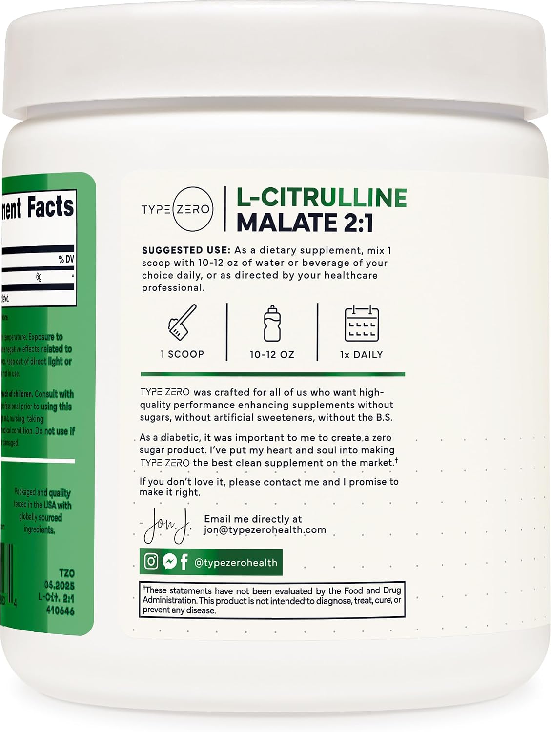 پودر مکمل قبل از تمرین تایپ زیرو L – Citrulline Malate 2: 1 6X (6000mg، بدون طعم، 303.91 گرم