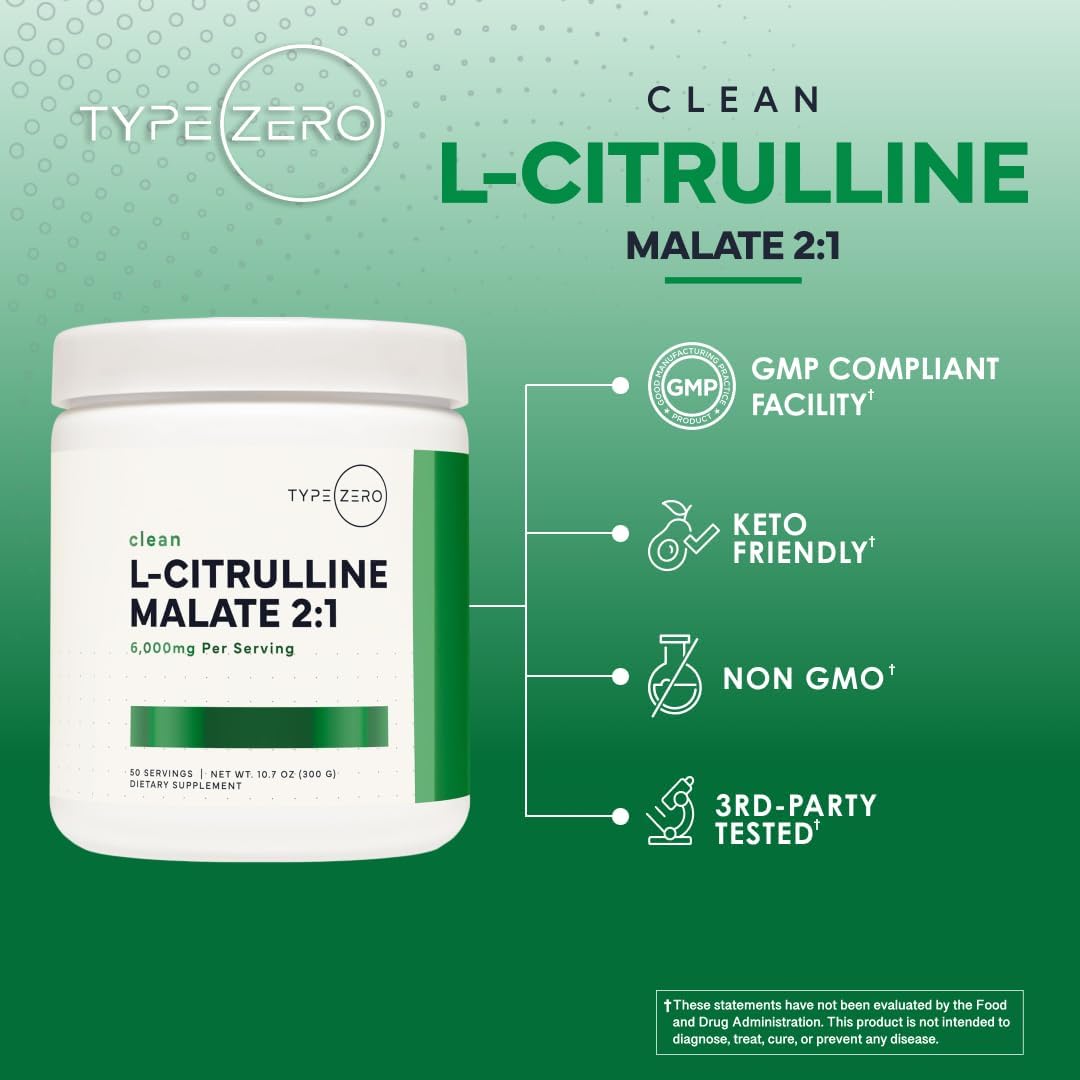 پودر مکمل قبل از تمرین تایپ زیرو L – Citrulline Malate 2: 1 6X (6000mg، بدون طعم، 303.91 گرم