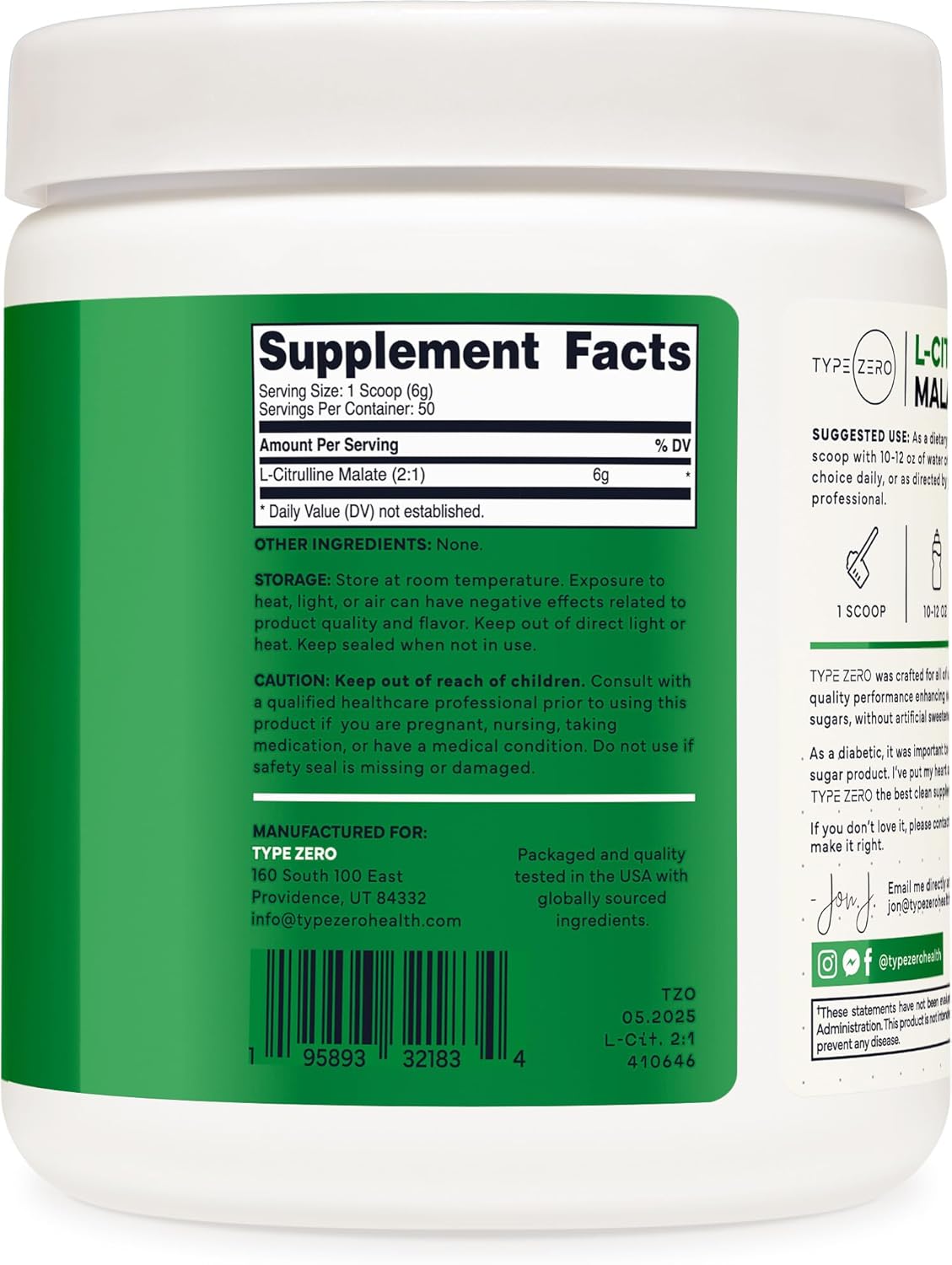 پودر مکمل قبل از تمرین تایپ زیرو L – Citrulline Malate 2: 1 6X (6000mg، بدون طعم، 303.91 گرم