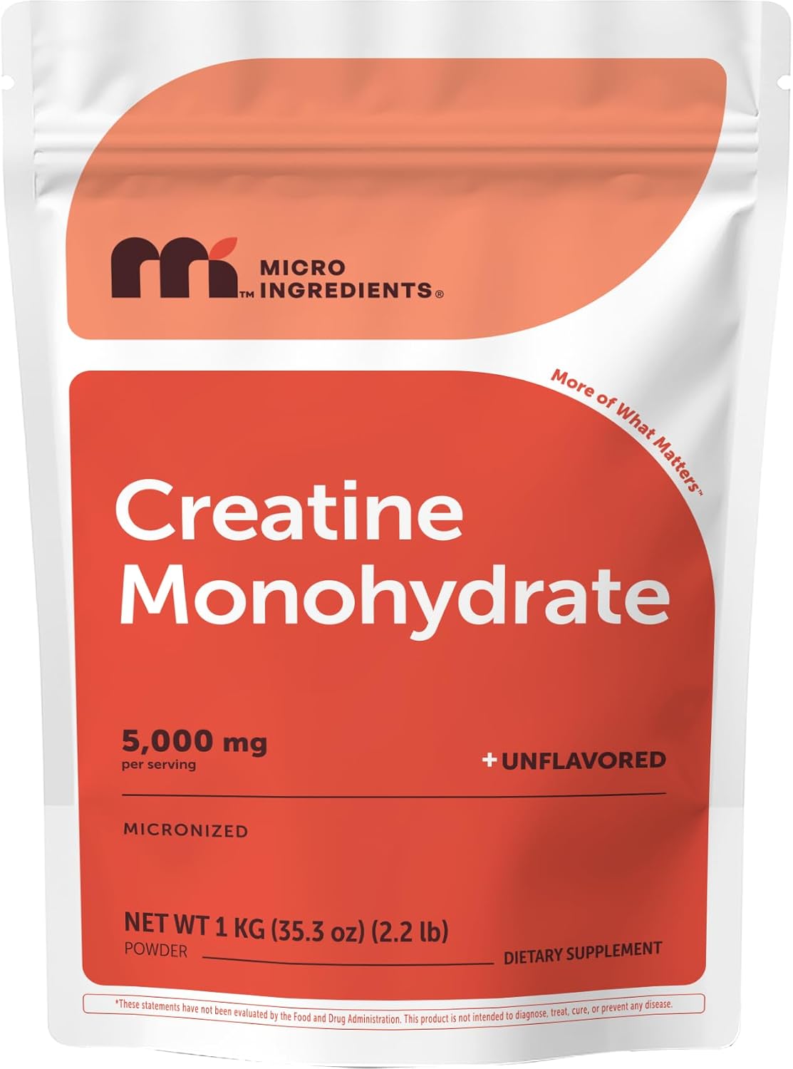 پودر مکمل قبل از تمرین مایکرو اینگریدینتس Creatine Monohydrate، بدون طعم، 997.9 گرم