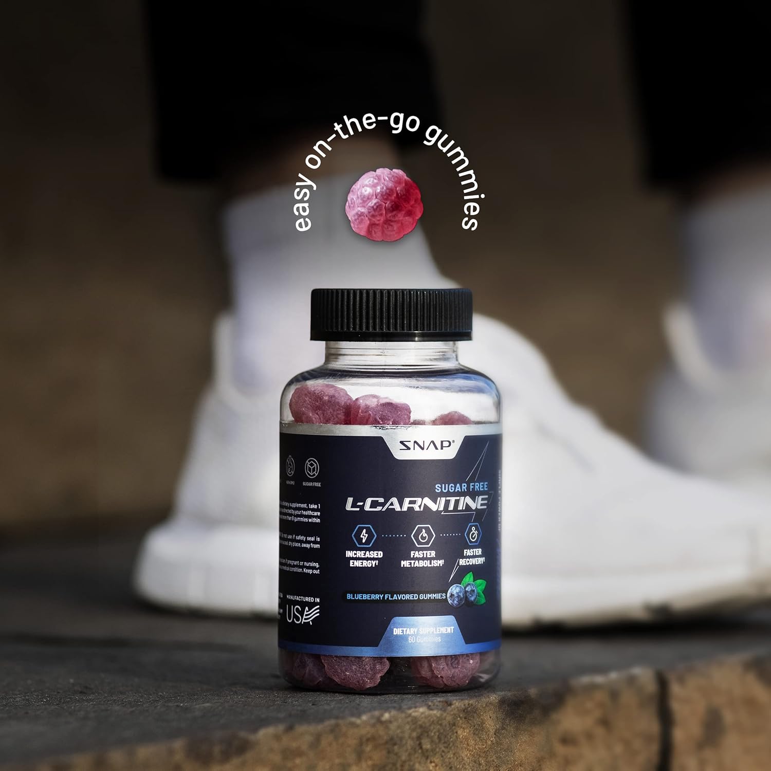 پاستیل مکمل قبل از تمرین اسنپ ساپلمنتس Sugar Free L Carnitine Gummies، طعم بری، 222 گرم