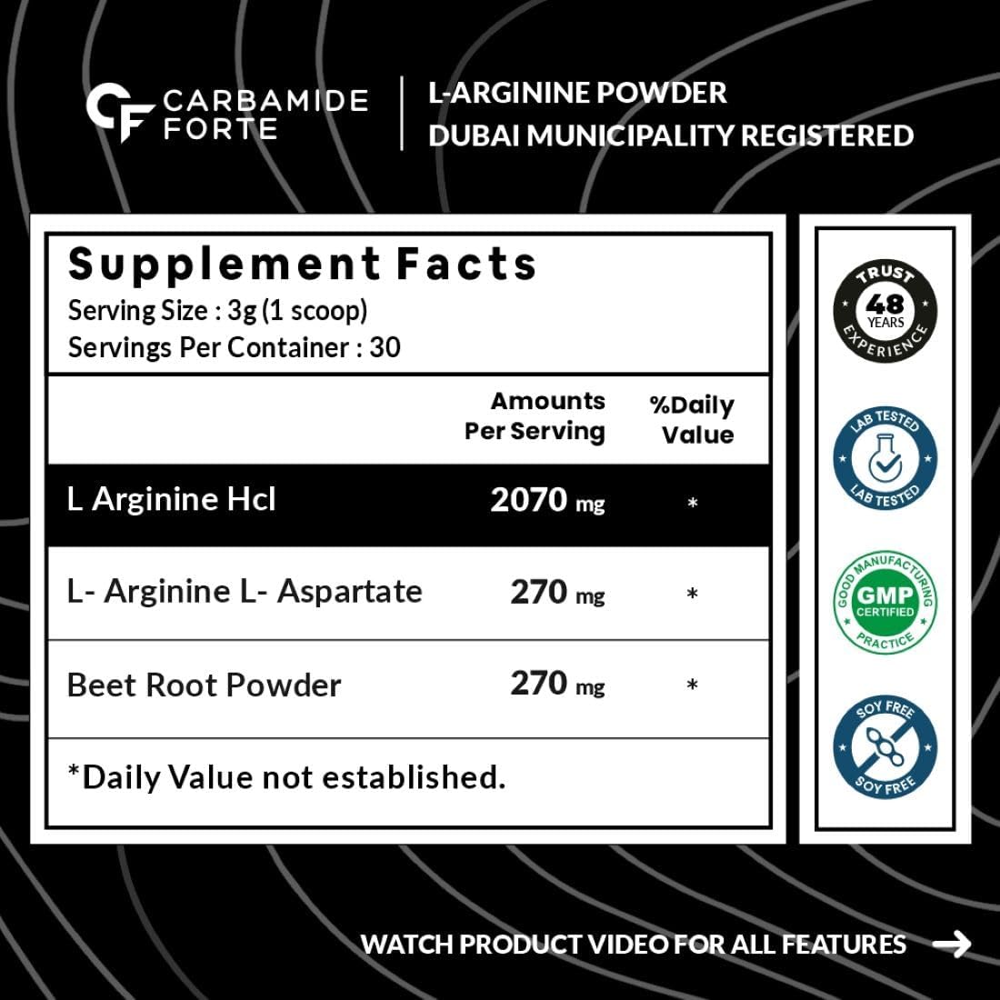 پودر مکمل قبل از تمرین کاربامید فورت L Arginine 3000mg، طعم انبه، 90 گرم