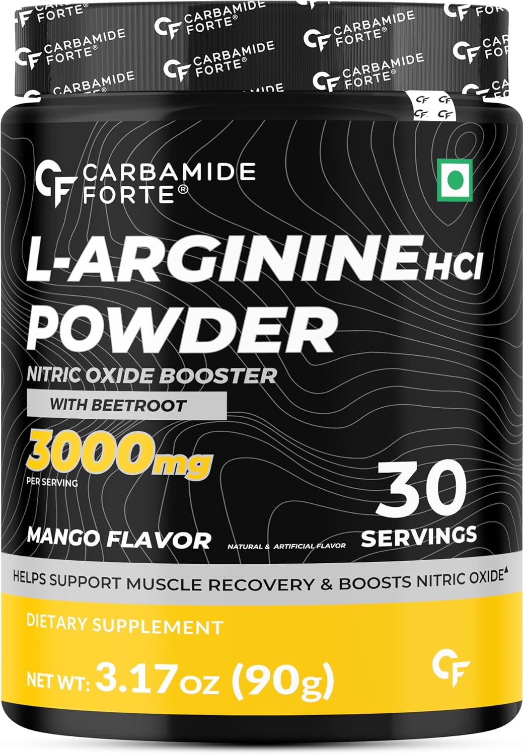 پودر مکمل قبل از تمرین کاربامید فورت L Arginine 3000mg، طعم انبه، 90 گرم