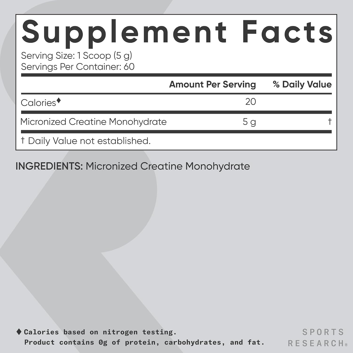پودر کراتین اسپورتس ریسرچ Creatine Monohydrate، 1.5 گرم