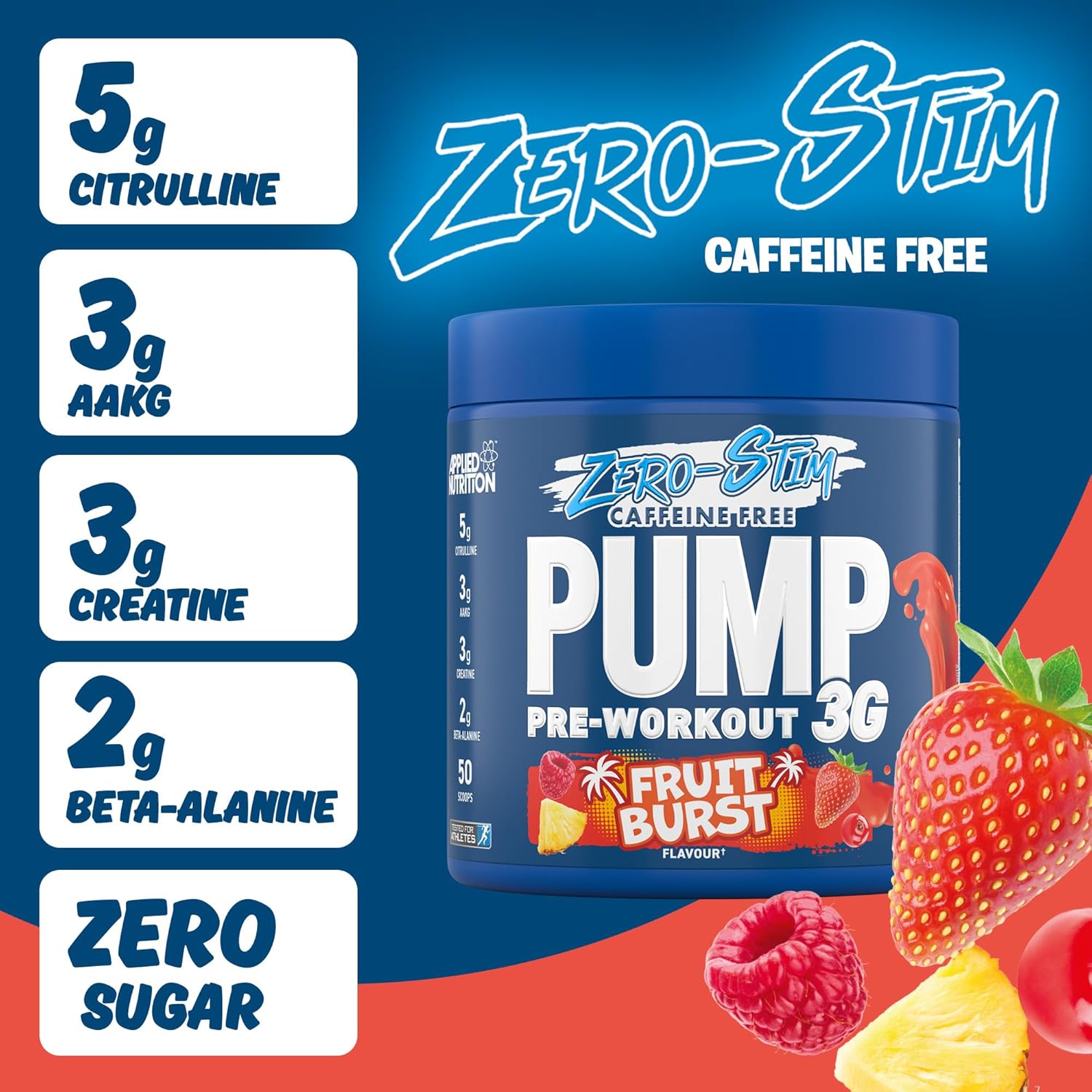 مکمل قبل از تمرین بدون کافئین اپلاید نوتریشن Pump Zero، 25 وعده