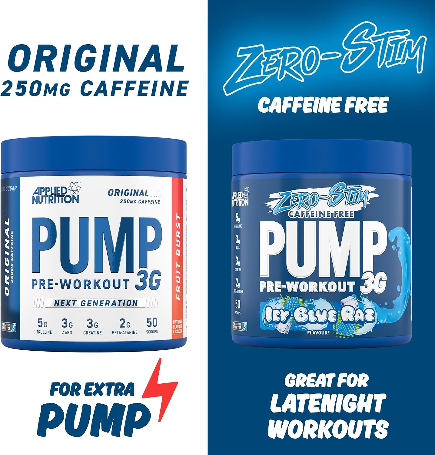 مکمل قبل از تمرین بدون کافئین اپلاید نوتریشن Pump Zero، 25 وعده