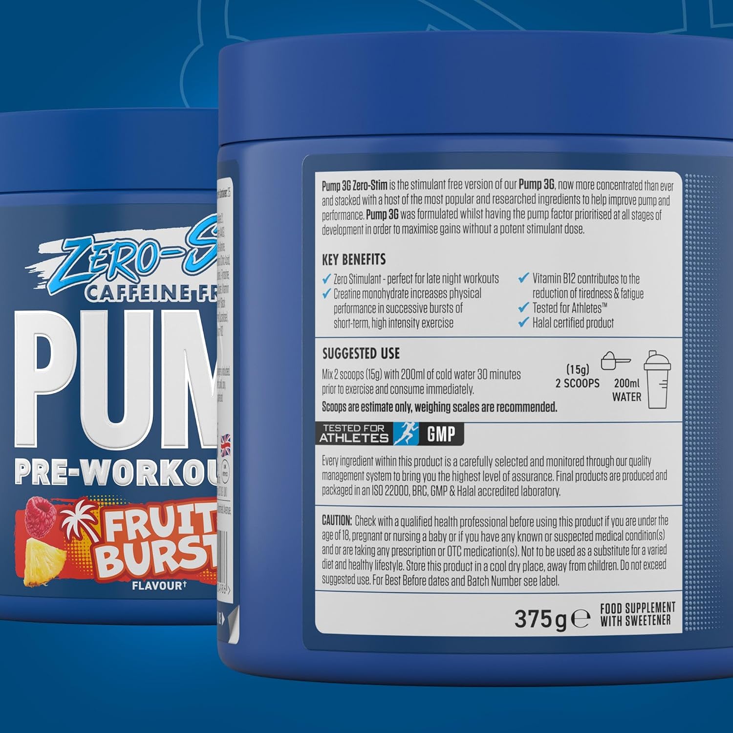 مکمل قبل از تمرین بدون کافئین اپلاید نوتریشن Pump Zero، 25 وعده