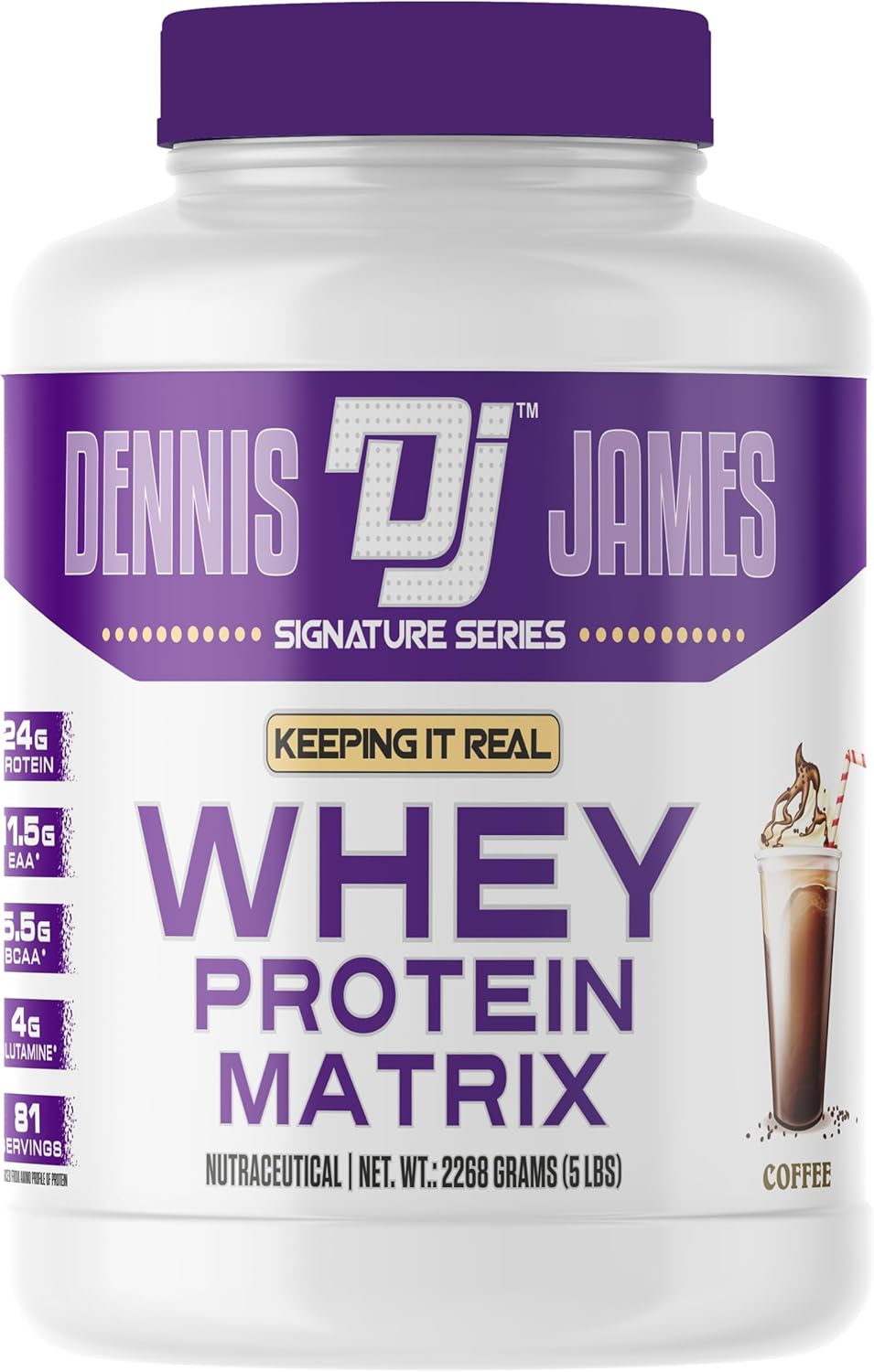 پودر پروتئین وی دنیس جیمز سیگنچر سریز 100% Whey Protein، طعم قهوه، 81 وعده
