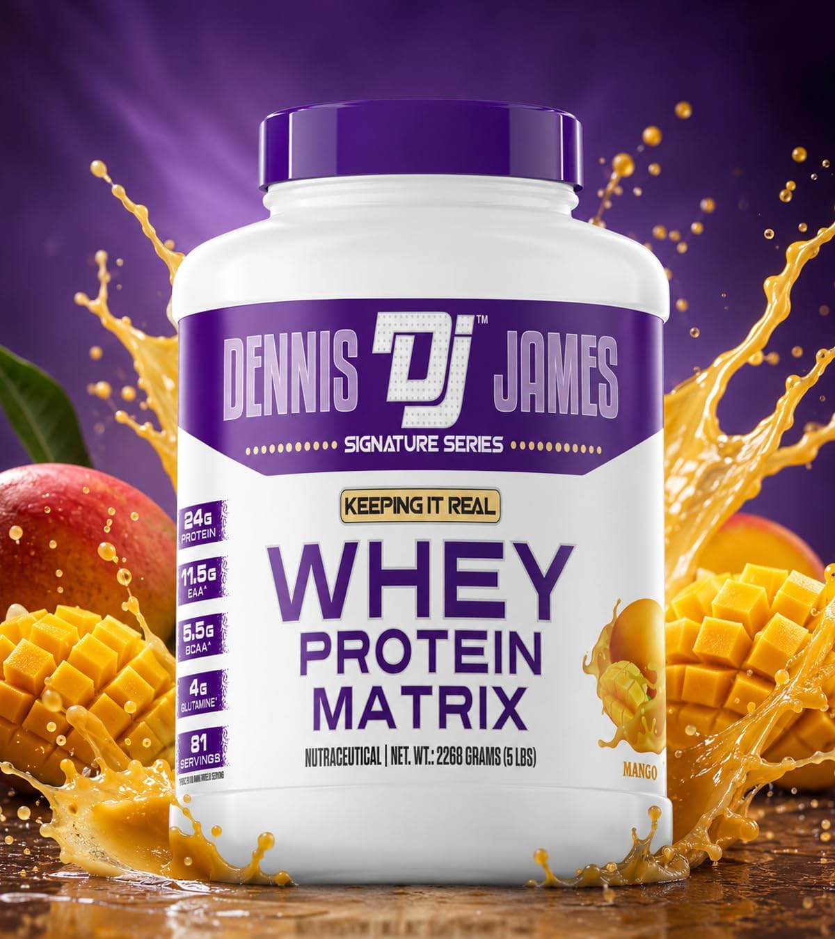 پودر پروتئین وی دنیس جیمز سیگنچر سریز 100% Whey Protein، طعم قهوه، 81 وعده