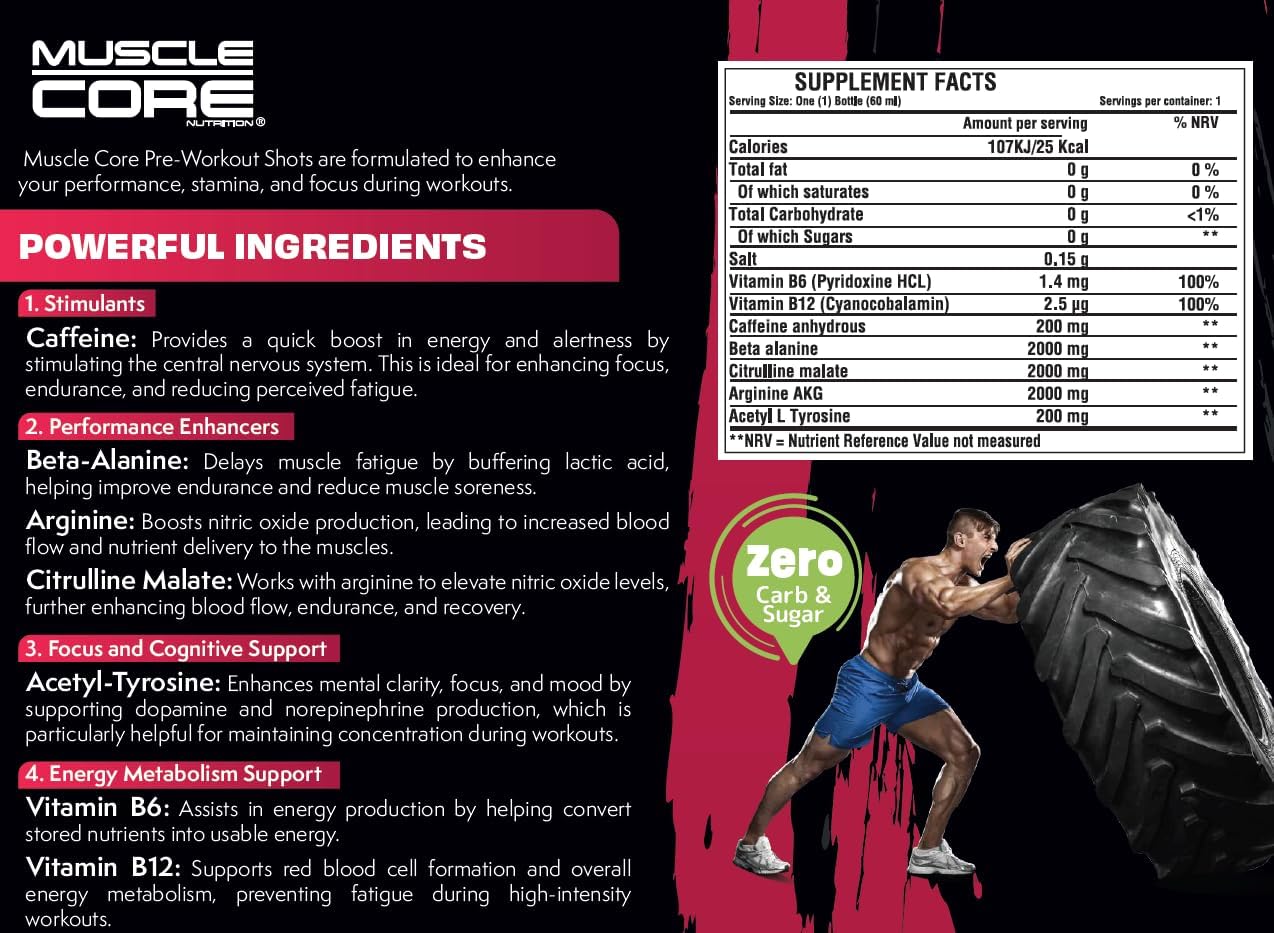پودر مکمل قبل از تمرین ماسِل کور نوتریشن Muscle Core، طعم بری، 720 گرم