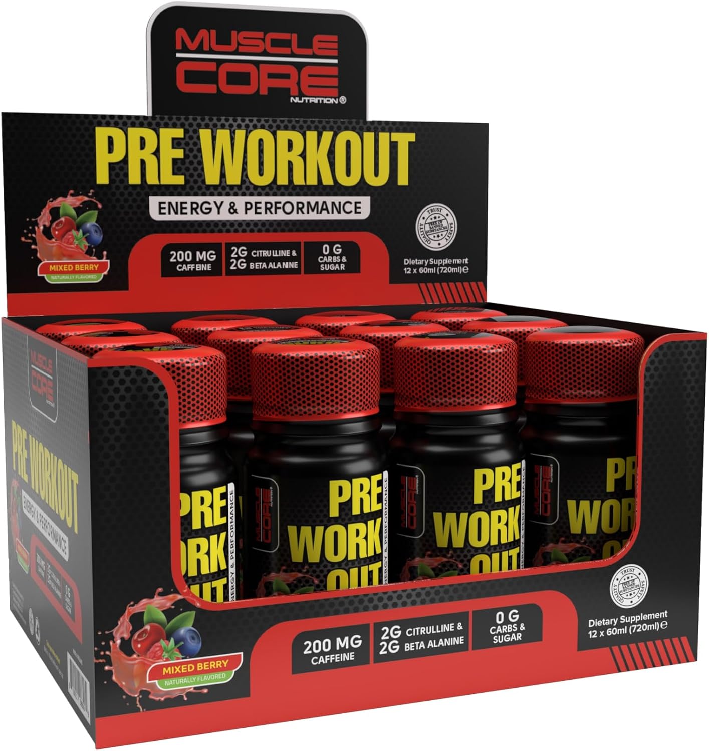 پودر مکمل قبل از تمرین ماسِل کور نوتریشن Muscle Core، طعم بری، 720 گرم