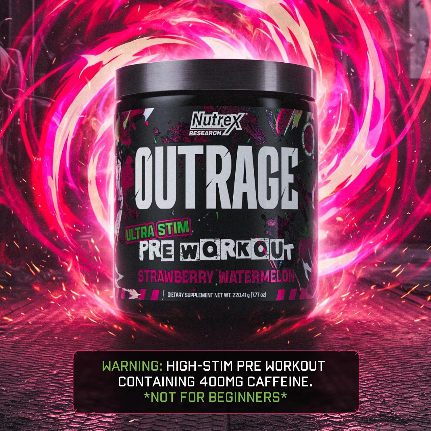 پودر مکمل قبل از تمرین ناترکس ریسرچ Outrage Ultra HIGH STIM، طعم هندوانه، 30 وعده