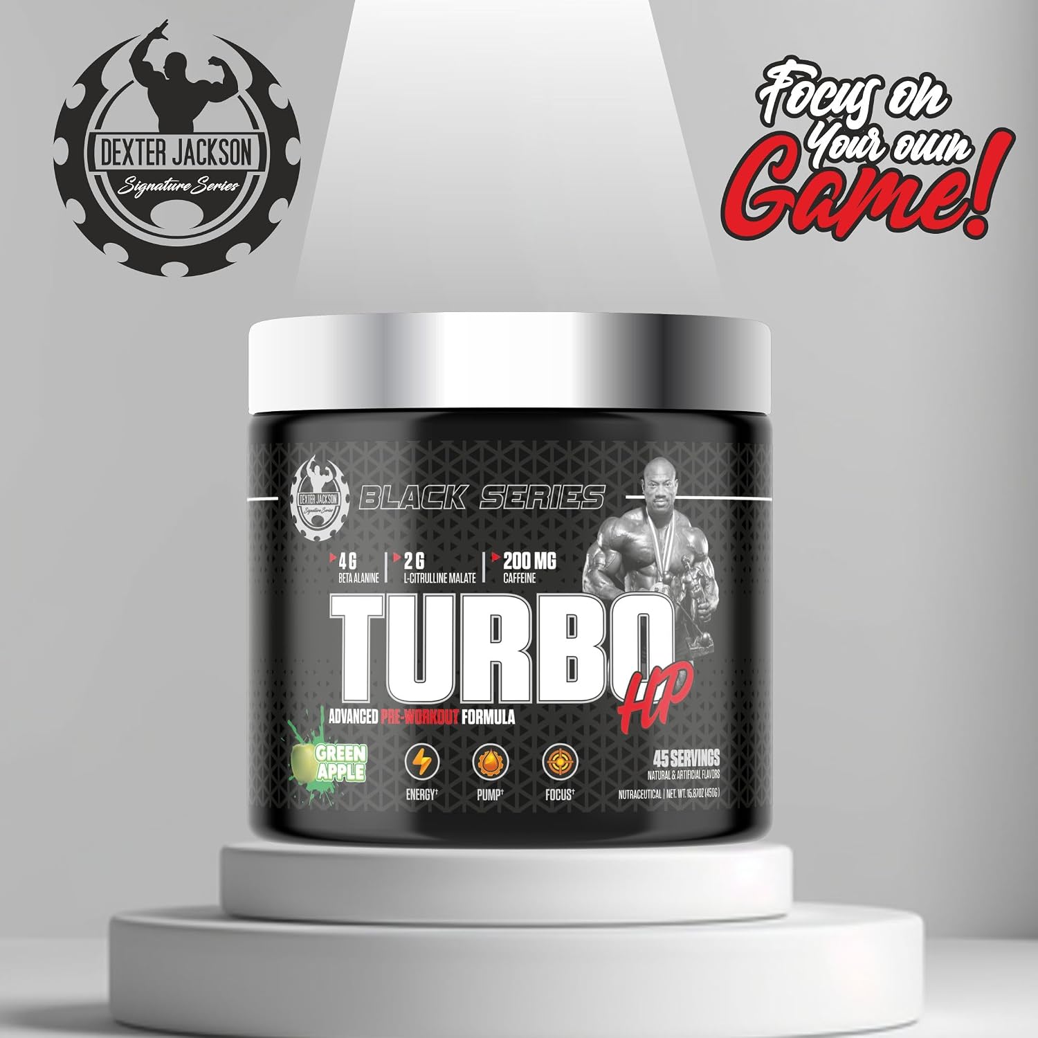 پودر مکمل قبل از تمرین دکستر جکسون Black سیگنچر سریز Turbo HP، طعم هندوانه، 45 وعده