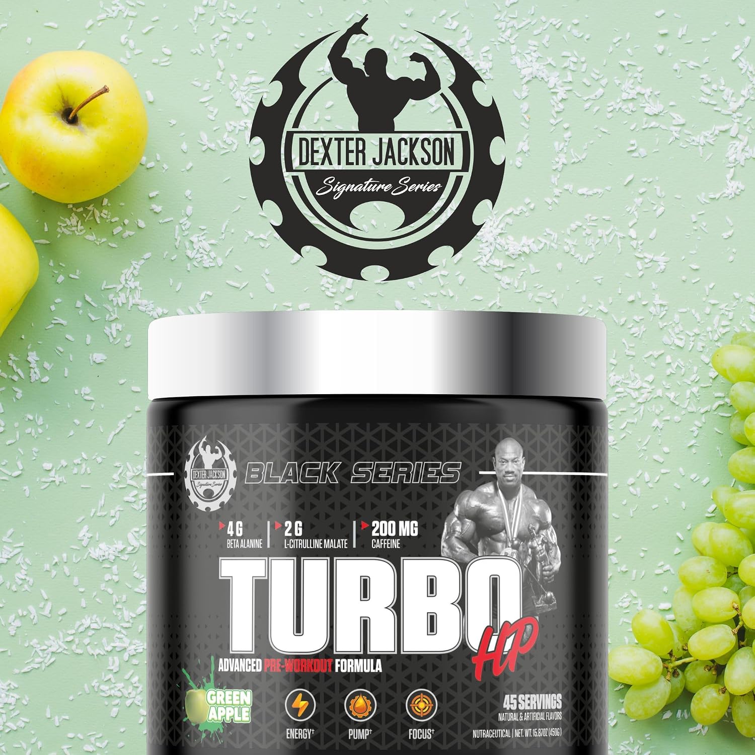 پودر مکمل قبل از تمرین دکستر جکسون Black سیگنچر سریز Turbo HP، طعم هندوانه، 45 وعده