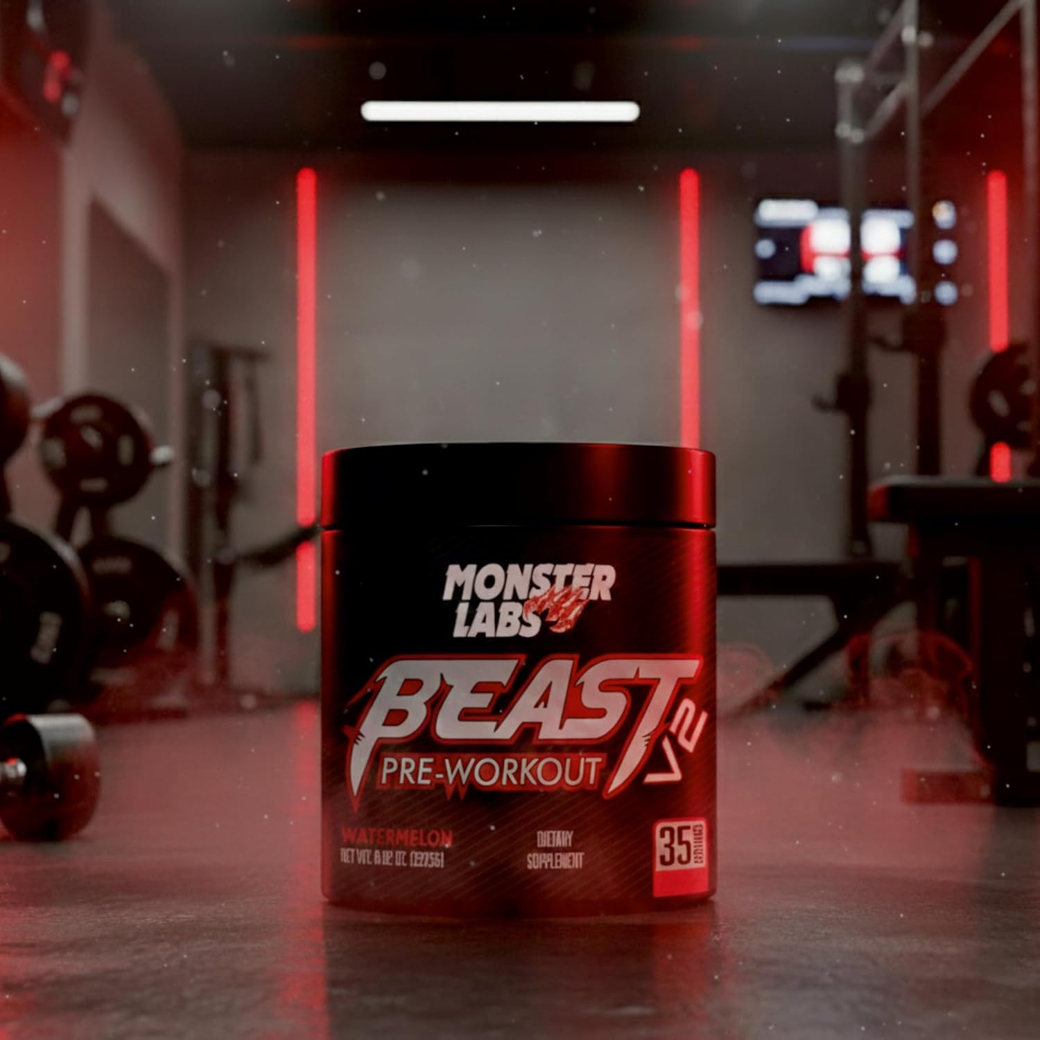پودر مکمل قبل از تمرین مانستر لبز Monster Beast V2، طعم تمشک آبی، 35 وعده