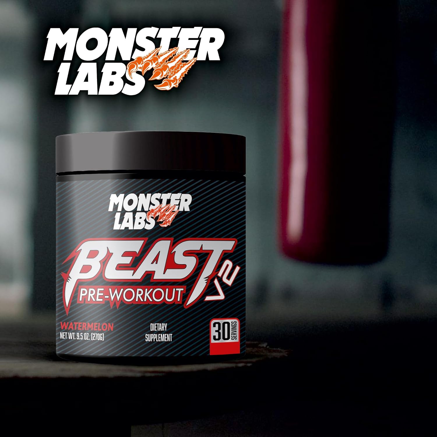 پودر مکمل قبل از تمرین مانستر لبز Monster Beast V2، طعم تمشک آبی، 35 وعده