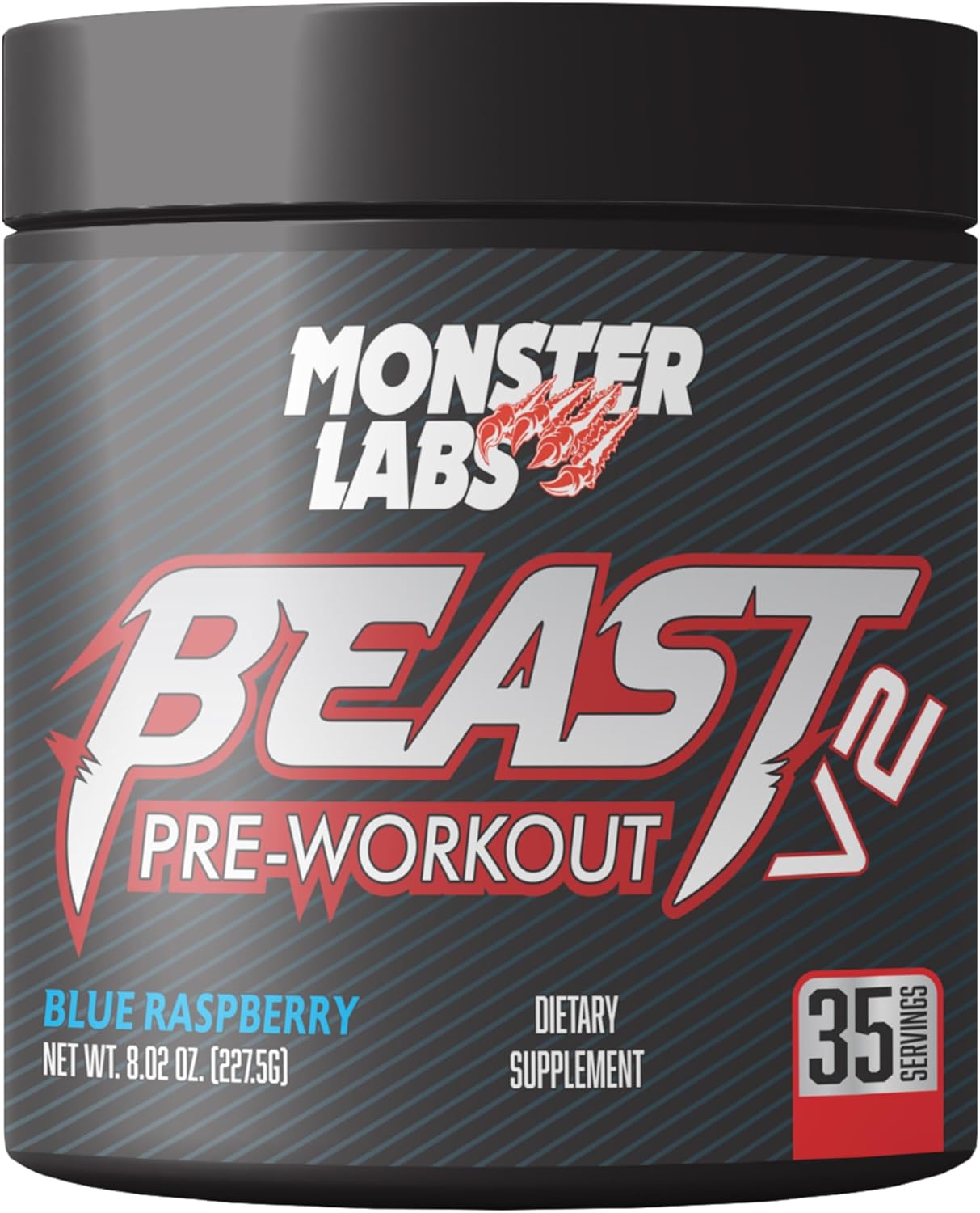 پودر مکمل قبل از تمرین مانستر لبز Monster Beast V2، طعم تمشک آبی، 35 وعده