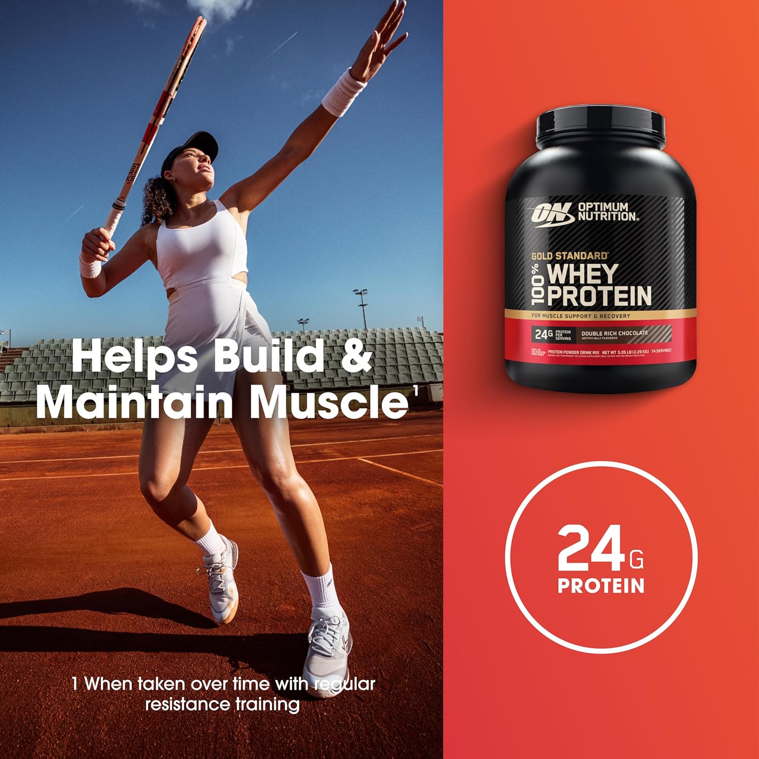 پودر پروتئین وی اپتیموم نوتریشن مدل Gold Standard 100% Whey، ۲۴ گرم پروتئین، ۲.۲۷ کیلوگرم و طعم شکلات غلیظ