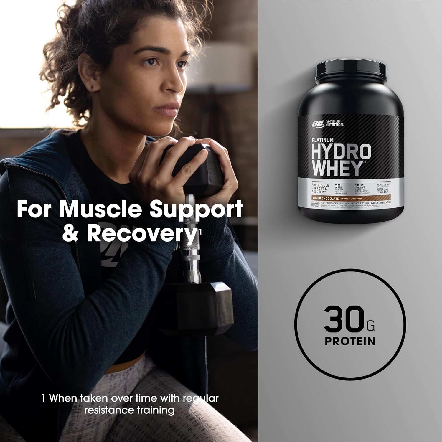 پودر پروتئین وی ایزوله اپتیموم نوتریشن مدل Platinum Hydrowhey، ۳۰ گرم پروتئین در هر سروینگ، ۱٫۶۴ کیلوگرم، طعم شکلاتی