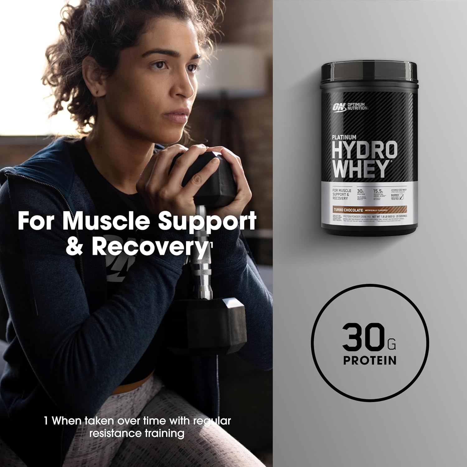 پودر پروتئین وی ایزوله اپتیموم نوتریشن مدل Platinum Hydrowhey، ۳۰ گرم پروتئین در هر سروینگ، ۸۲۰ گرم، طعم شکلاتی