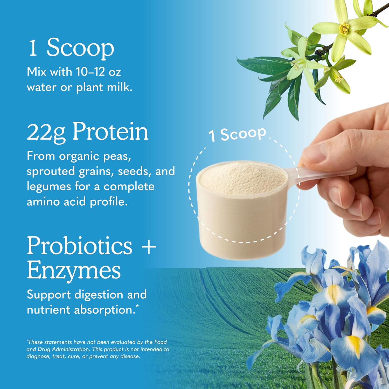 پودر پروتئین گیاهی گاردن آو لایف مدل Raw Organic Protein، ۲۲ گرم پروتئین در هر سروینگ، ۲۰ سروینگ، طعم وانیلی