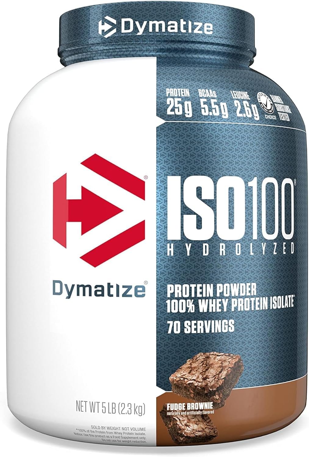 پودر پروتئین وی ایزوله دایماتایز مدل ISO 100، ۲٫۲۷ کیلوگرم، طعم براونی فاج، حاوی BCAA