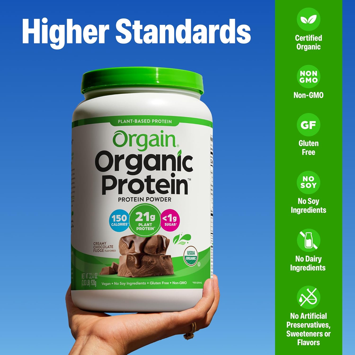 پودر پروتئین گیاهی اورگین مدل NA1 Organic Protein Plant Based، ۹۲۰ گرم و طعم فاج شکلاتی
