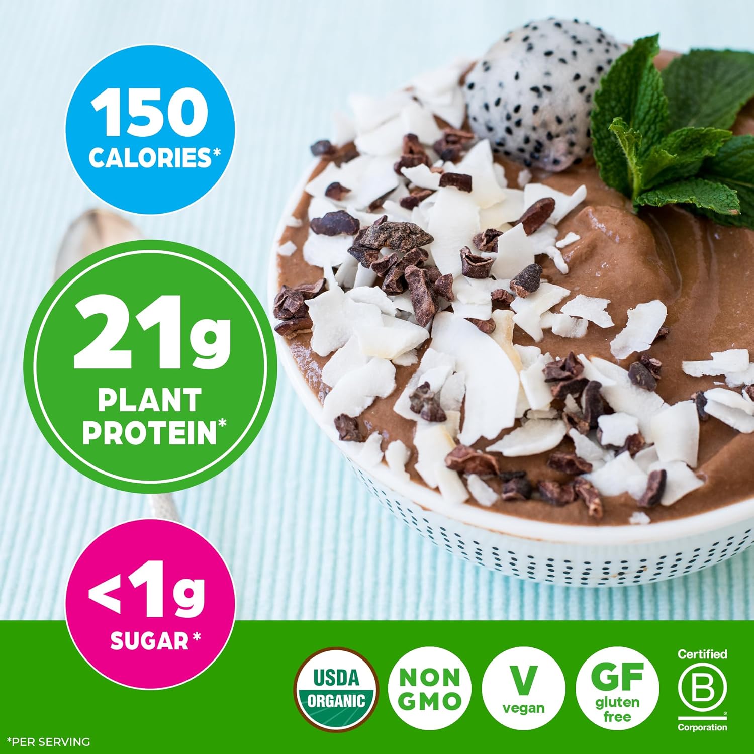 پودر پروتئین گیاهی اورگین مدل NA1 Organic Protein Plant Based، ۹۲۰ گرم و طعم فاج شکلاتی