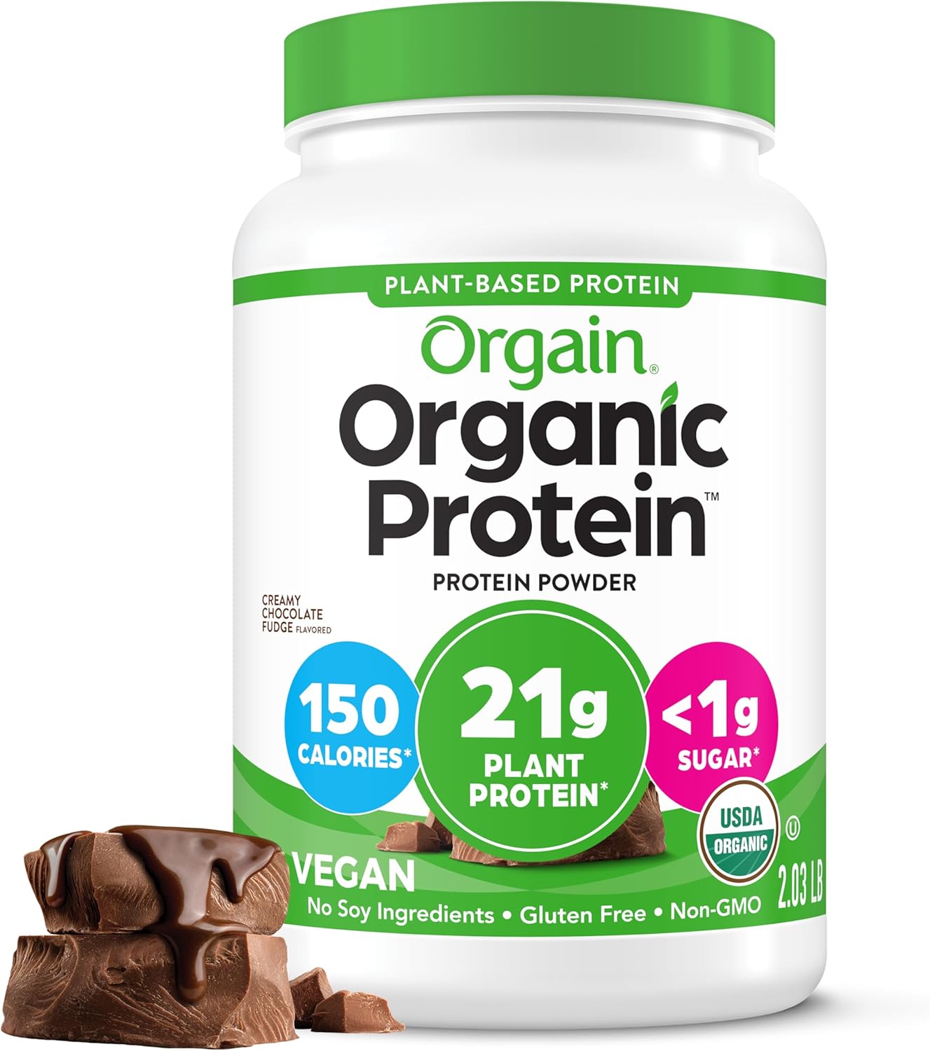 پودر پروتئین گیاهی اورگین مدل NA1 Organic Protein Plant Based، ۹۲۰ گرم و طعم فاج شکلاتی