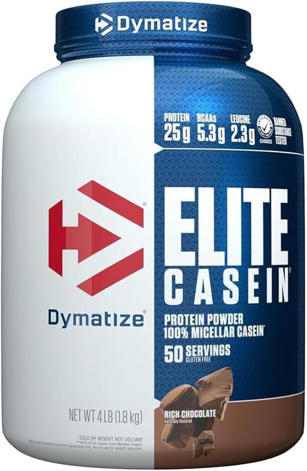 پودر پروتئین کازئین دایماتایز مدل Elite Casein، ۲۵ گرم پروتئین در هر سروینگ، ۱٫۸ کیلوگرم، طعم شکلات غلیظ