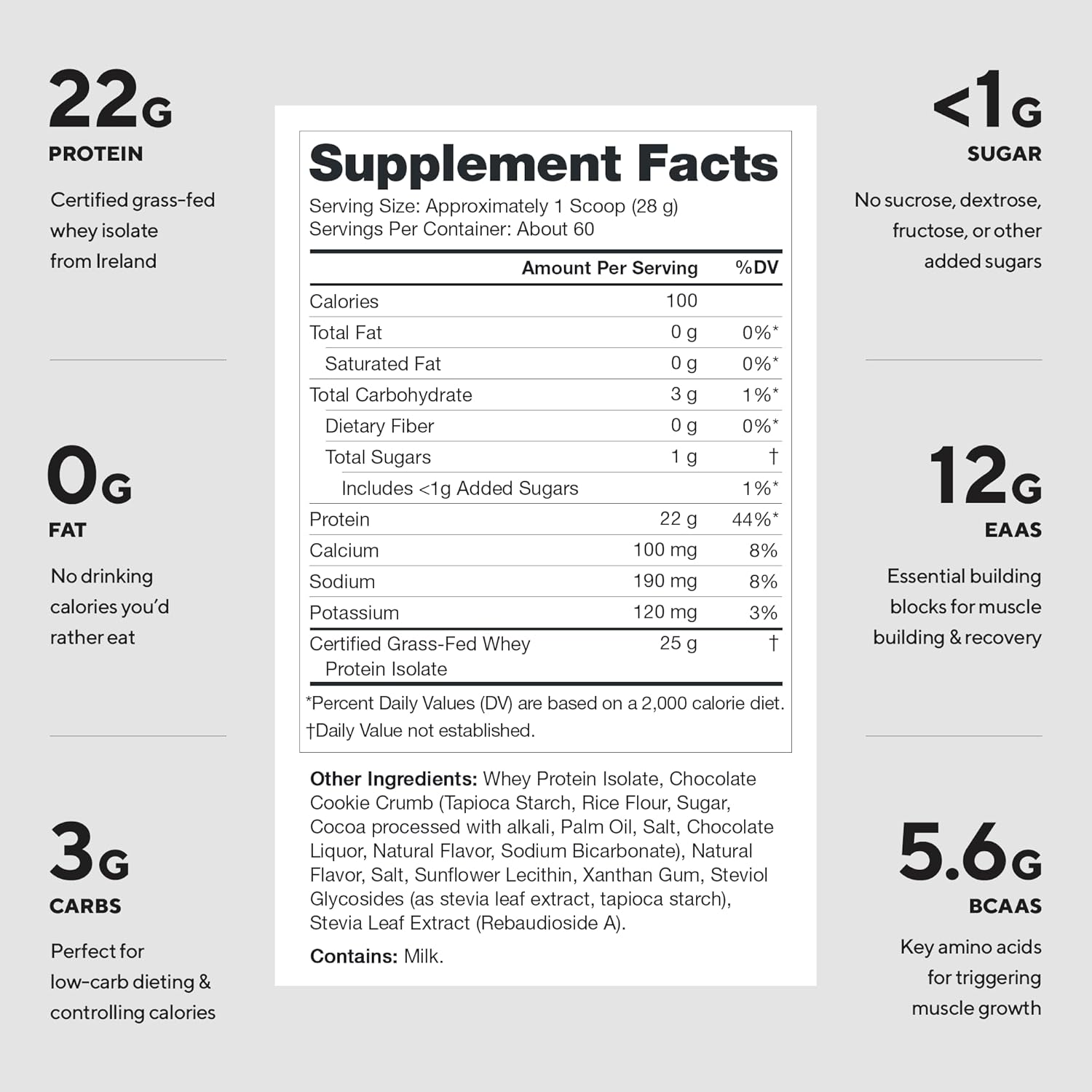 پودر پروتئین وی ایزوله لژیون مدل Whey+، بدون شکر، ۶۰ سروینگ و طعم کوکی و کرم