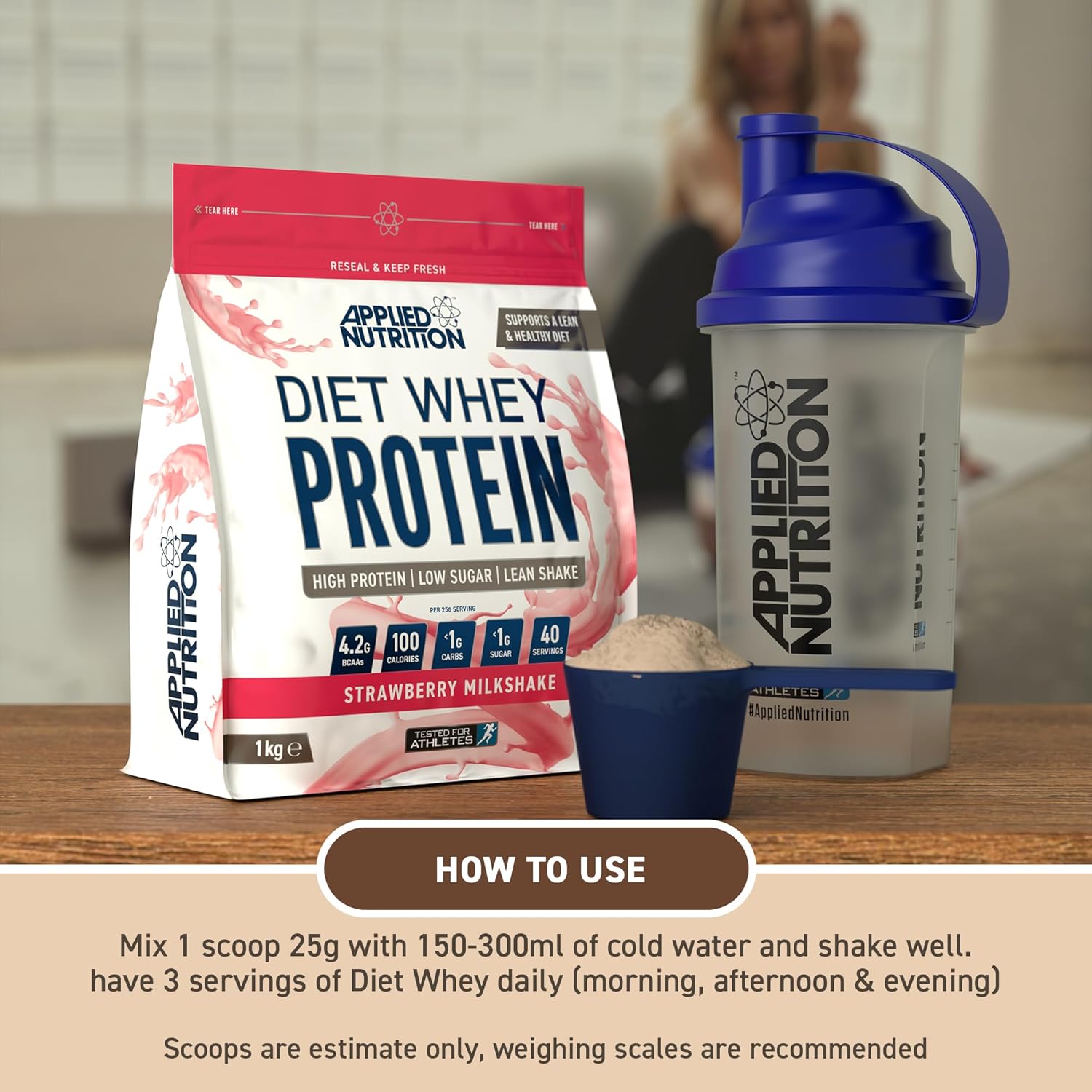 پودر پروتئین وی اپلاید نوتریشن مدل Diet Whey، ۱ کیلوگرم، طعم بستنی وانیلی، کربوهیدرات کم