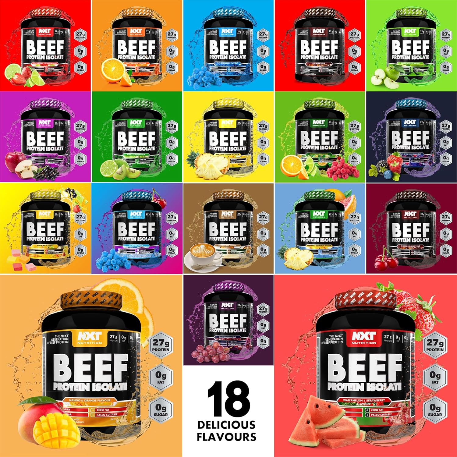 پودر پروتئین بیف ایزوله ان‌اکس‌تی نوتریشن، ۱٫۸ کیلوگرم، ۶۰ سروینگ، طعم کولا