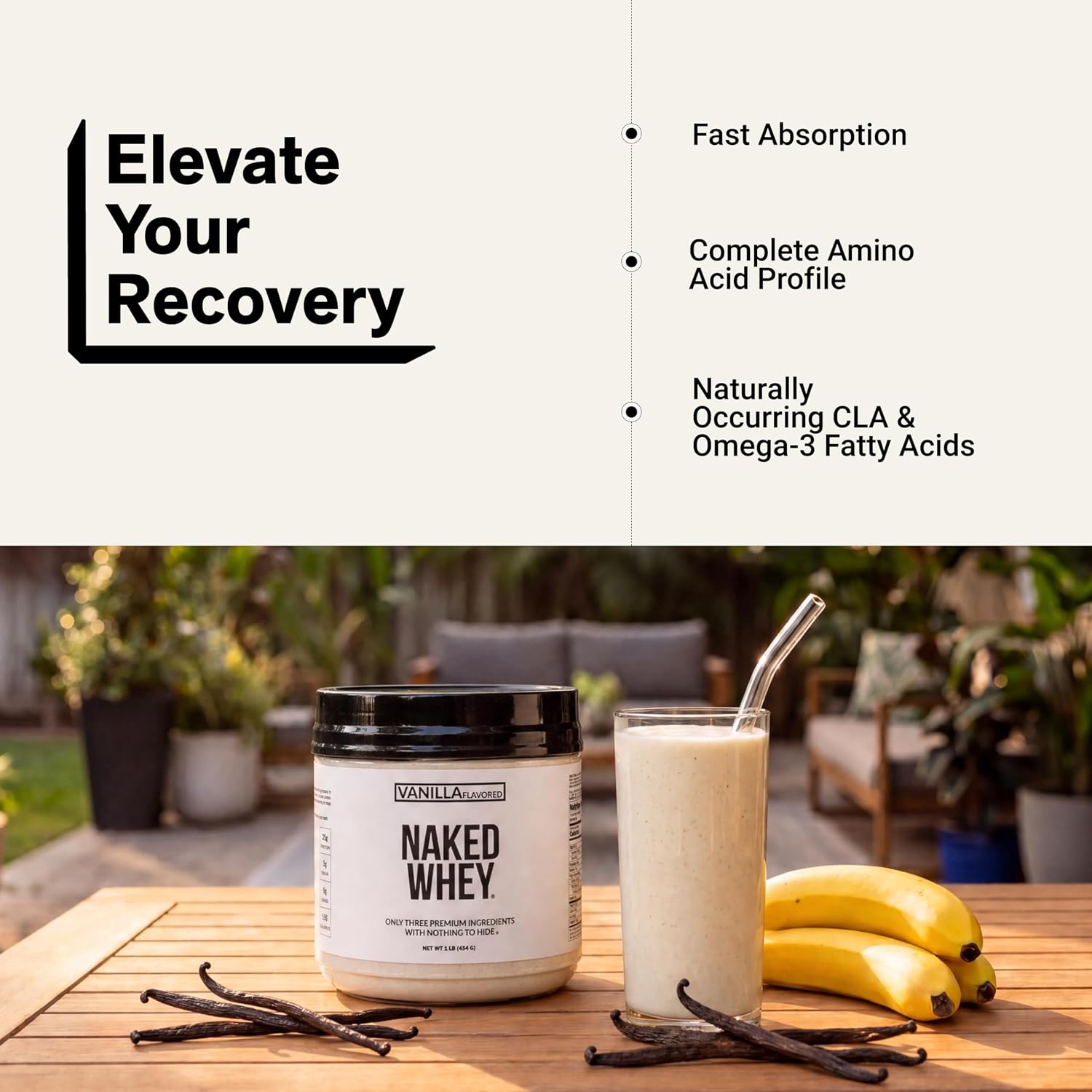 پودر پروتئین وی نیکد، ۴۵۴ گرم، ۱۲ سروینگ، طعم وانیلی