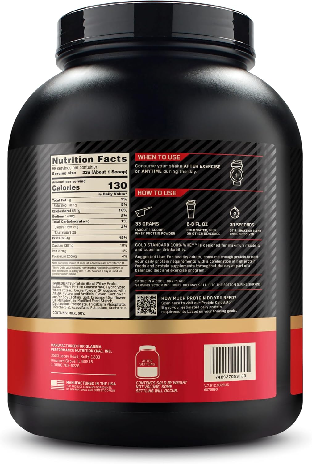 پودر پروتئین وی اپتیموم نوتریشن مدل Gold Standard 100% Whey، ۲٫۲۷ کیلوگرم، طعم شکلات و کره بادام‌زمینی، بدون گلوتن
