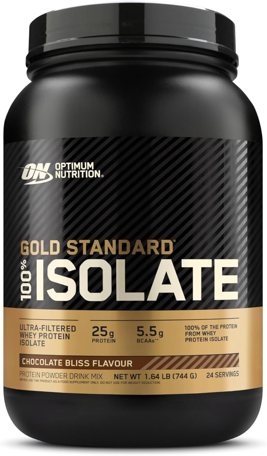 پودر پروتئین وی ایزوله اپتیموم نوتریشن مدل Gold Standard 100% Isolate، ۲۵ گرم پروتئین در هر سروینگ، ۷۴۴ گرم، طعم شکلات بلیس