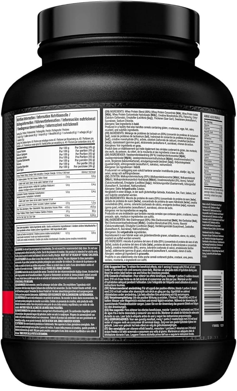 پودر پروتئین وی ایزوله ماسلتک مدل NitroTech، ۱٫۸۱ کیلوگرم، طعم کرم وانیل، حاوی BCAA