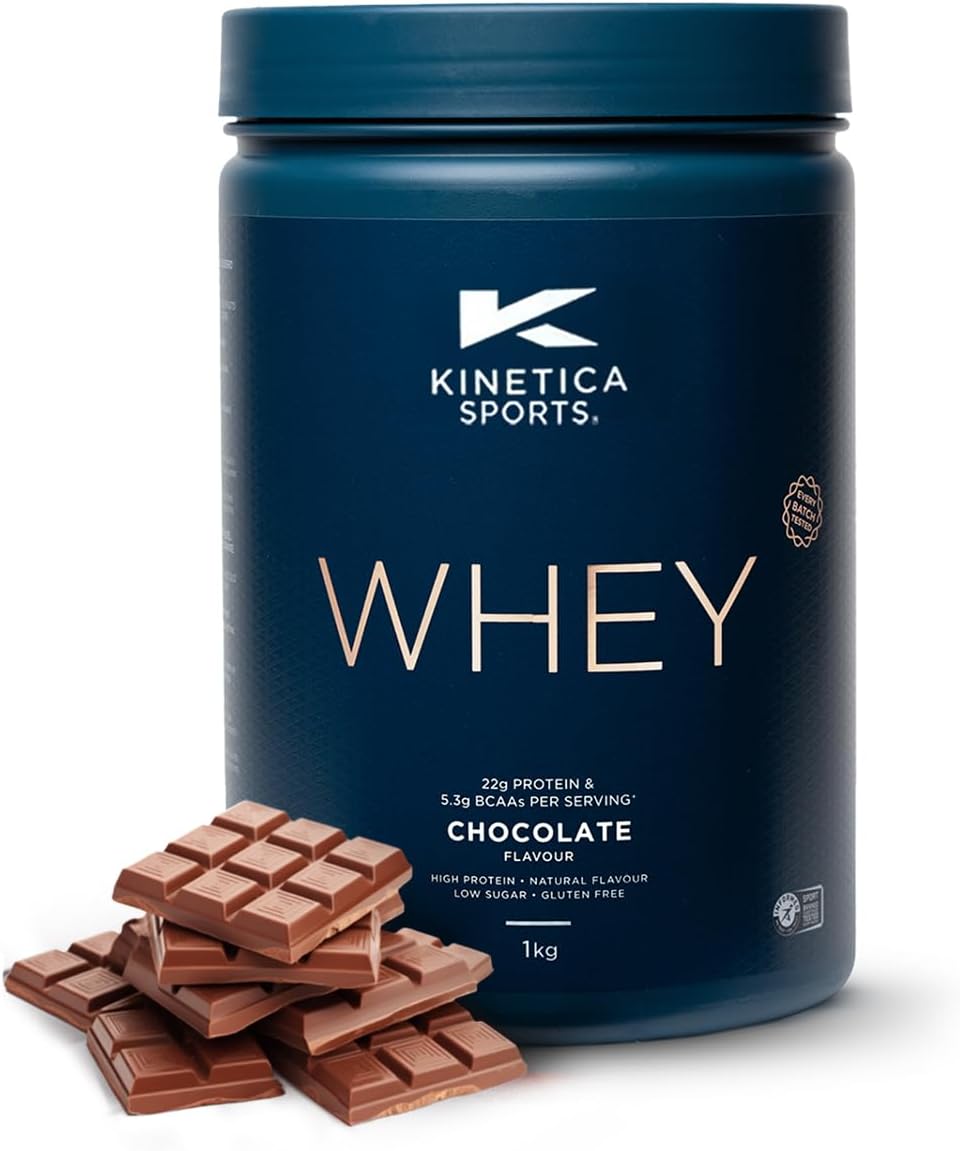 پودر پروتئین وی کینتیکا مدل Sports Whey، ۲۳ گرم پروتئین، بدون شکر افزوده، ۱ کیلوگرم و طعم شکلات